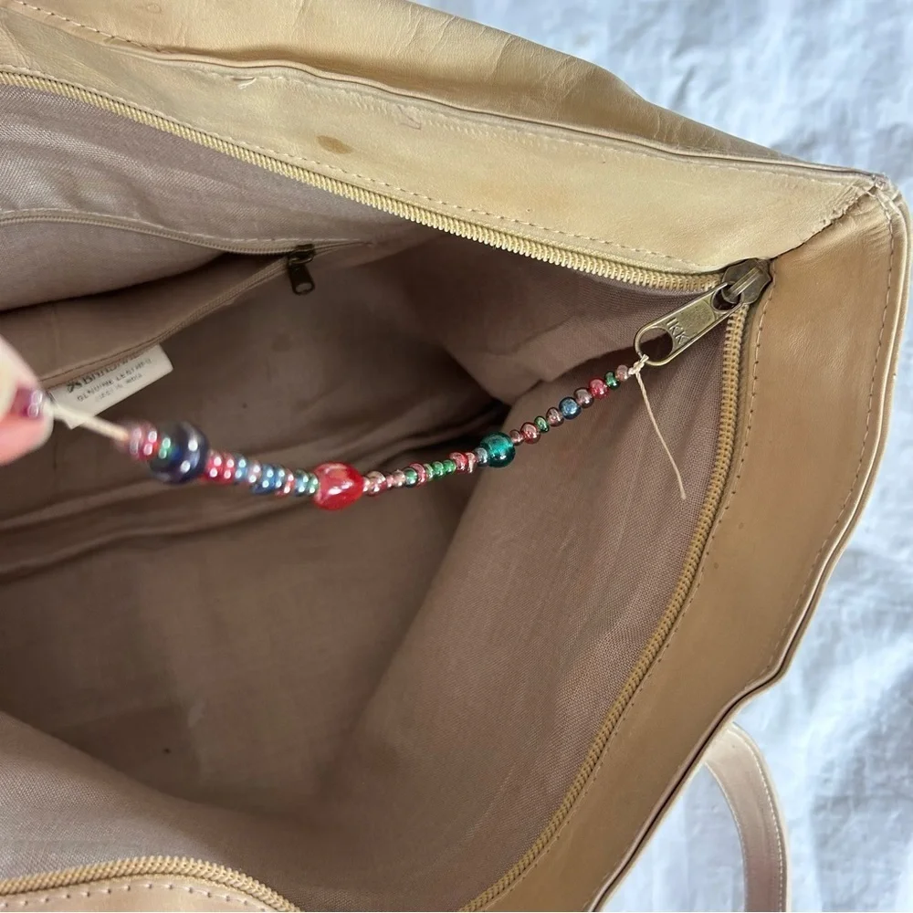 Vintage Leather Fringe Tan Tote Bag Bohemian Western
